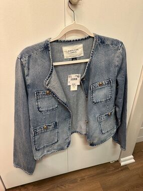 American Eagle Outfitters Light Blue Cropped Denim Jacket
